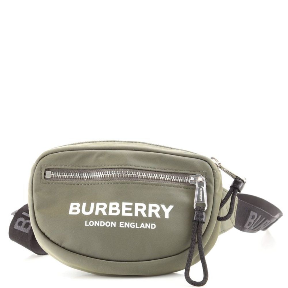 Burberry Logo Cannon Bum Bag Printed Nylon Small Green